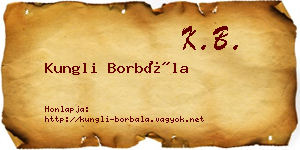 Kungli Borbála névjegykártya